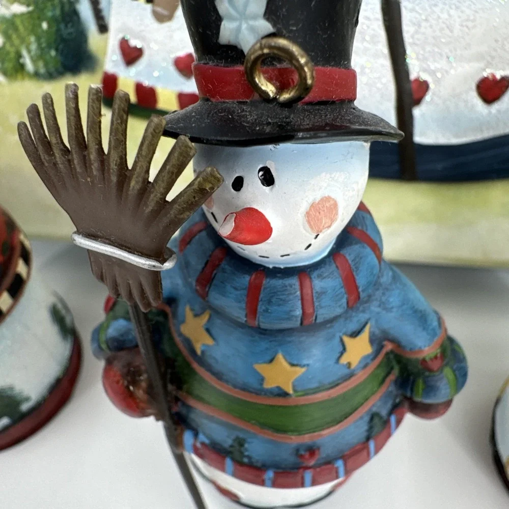 Snowman polymetal ornament Set 4 Gift Box‎